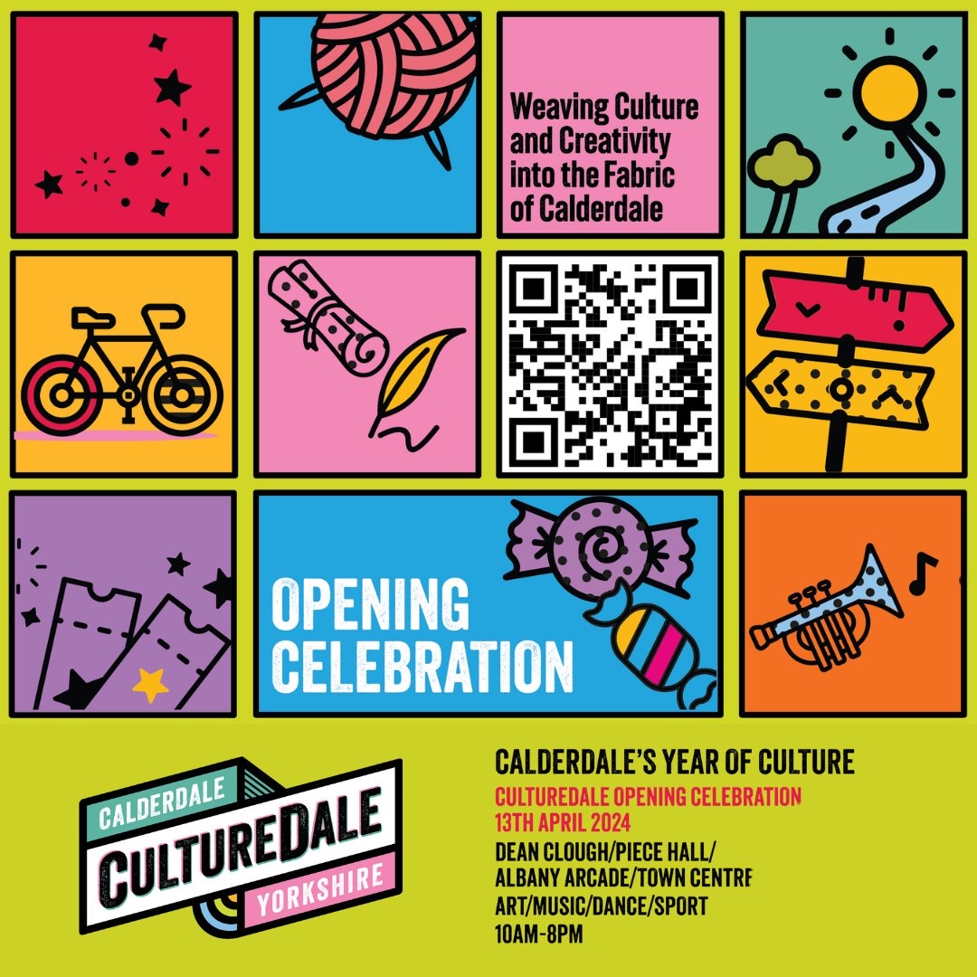 Calderdale’s Year of Culture gets under way tomorrow with 26 free events, activities, and performances taking place at @ThePieceHall, @deanclough, Halifax Borough Market, @WestgateArcade, & other locations around Halifax. View the programme👉culturedale.co.uk/opening-celebr…. #CYOC24