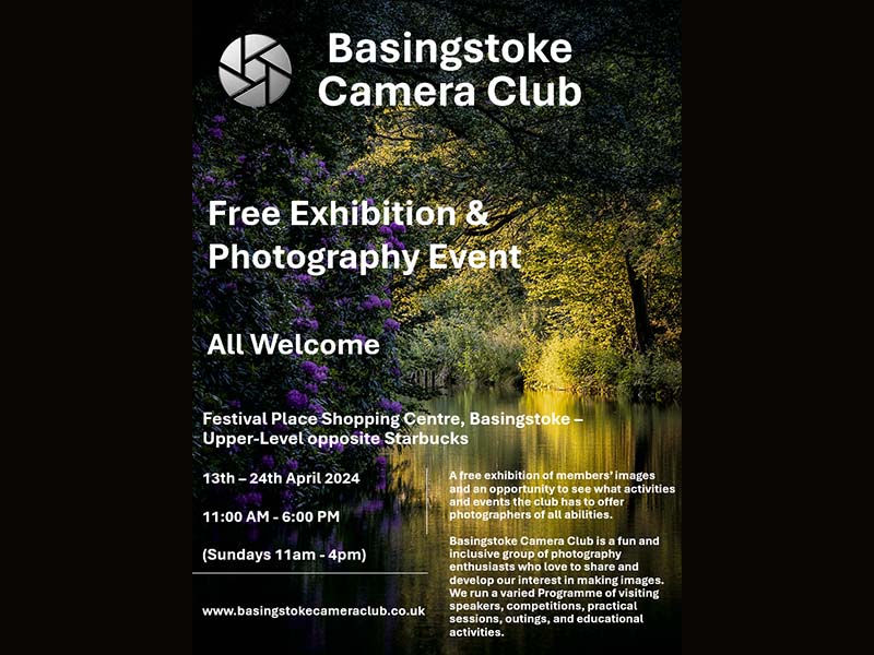 The Basingstoke Camera Club have a free exhibition of members' images and an opportunity to see what the club has to offer. Pop along and take a look: 📍 Festival Place, opposite Starbucks 📆 13 to 24 April ⏰ 11am to 6pm (until 4pm on Sundays) #LoveBasingstoke #CameraClub