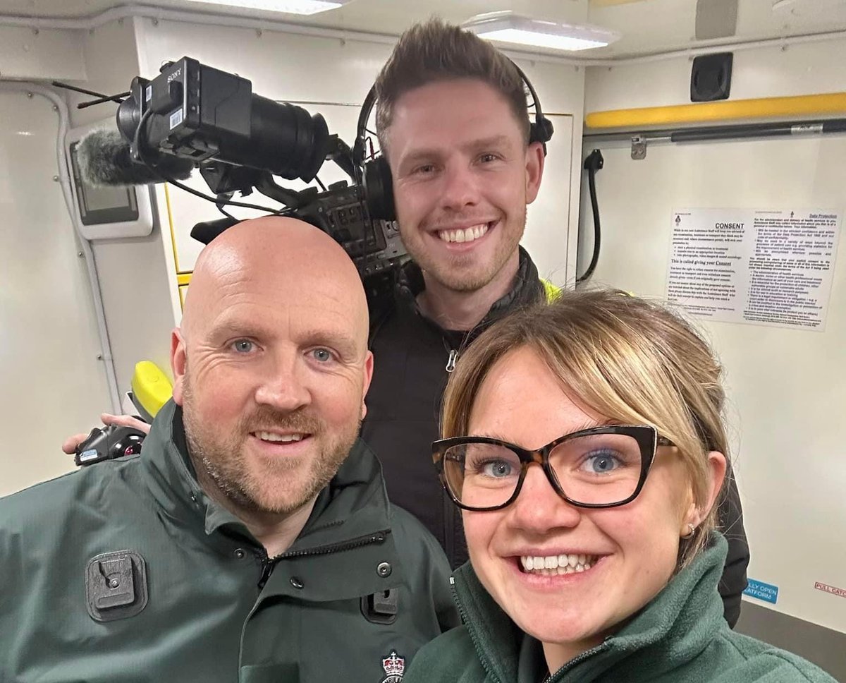 Don't forget to catch this Sunday's episode of #ParamedicsonScene at 9pm on @BBCScotland This episode will feature #Aberdeen's Rachel Brown and Scott Burnett (pictured with @FirecrestFilms Adam Webster) 'It gives the people a great insight to the work the service does'