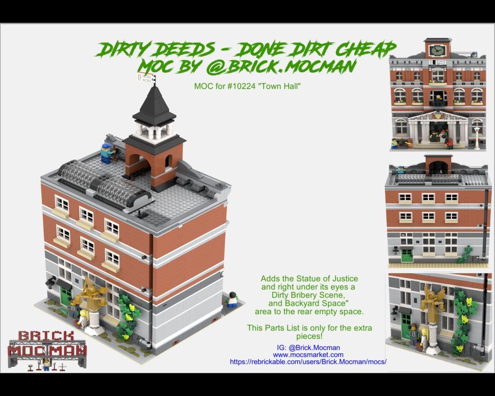 Dirty Deeds, Done Dirt Cheap - Backyard MOC for set #10224 'Town Hall' (FREE) by Brick.Mocman #LEGO reb.li/m/179744