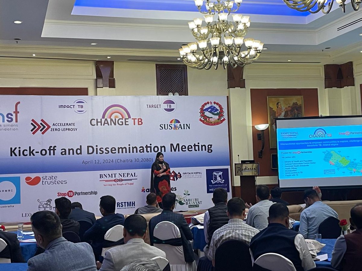 As #TB remains highly stigmatized @KritikaDixit, RM, introduces CHANGE TB funded by @StopTB. The project adopts intersectional approaches to empower communities in 3 provinces, enabling them to explore, challenge, and transform TB-related #stigma in Nepal. #AddressingStigma