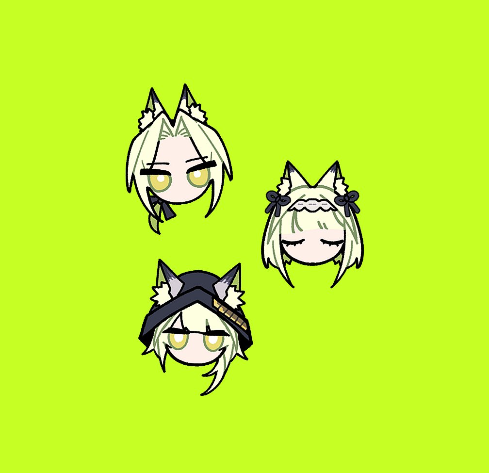 kal'tsit (arknights) short hair simple background multiple girls animal ears ribbon green eyes closed eyes  illustration images