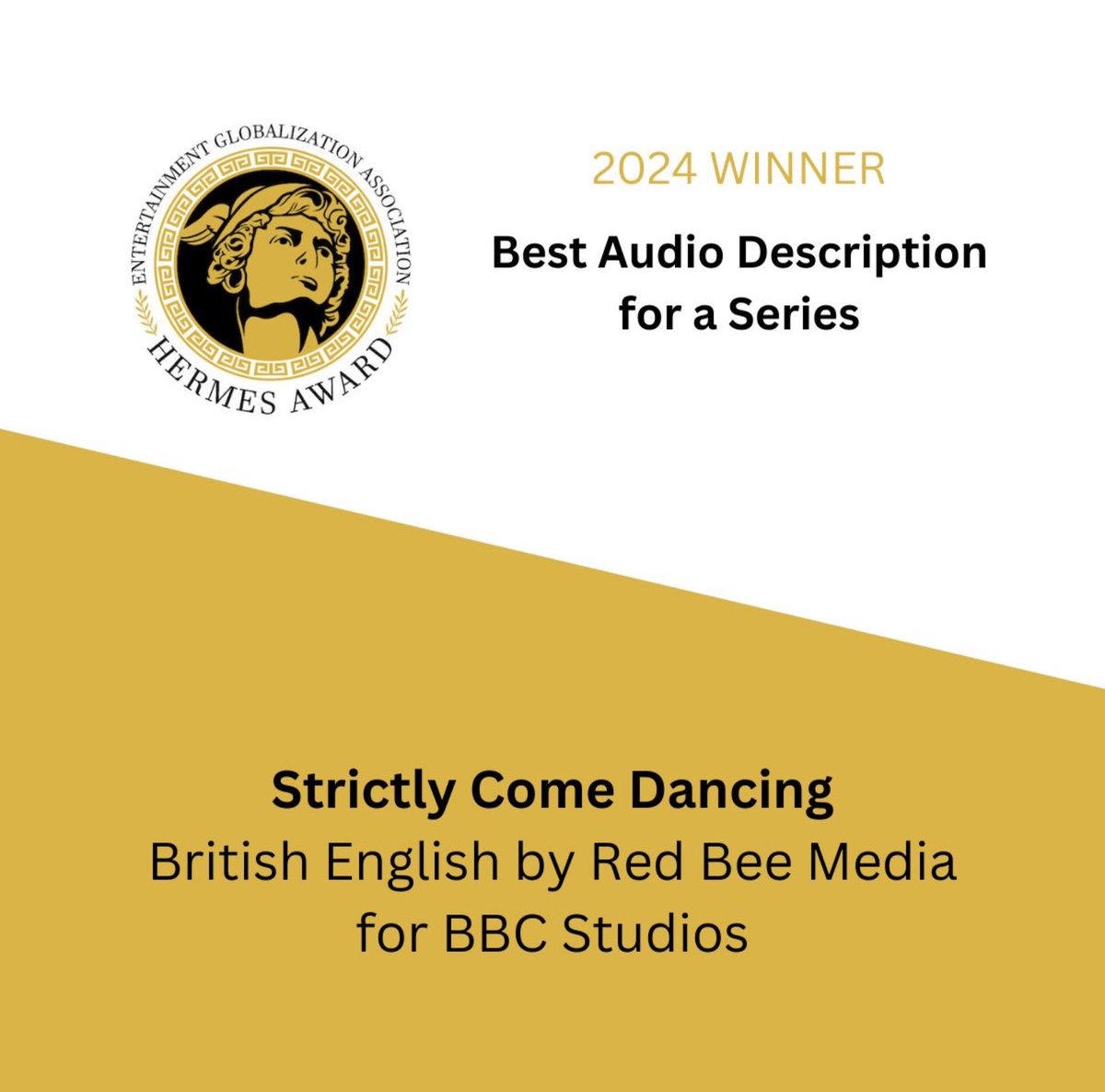 Delighted to announce <a href="/georgiegirlAD/">Georgina Rose</a> and I won the award for Best #AudioDescrption for a TV series!  It was hard work but worth it!
