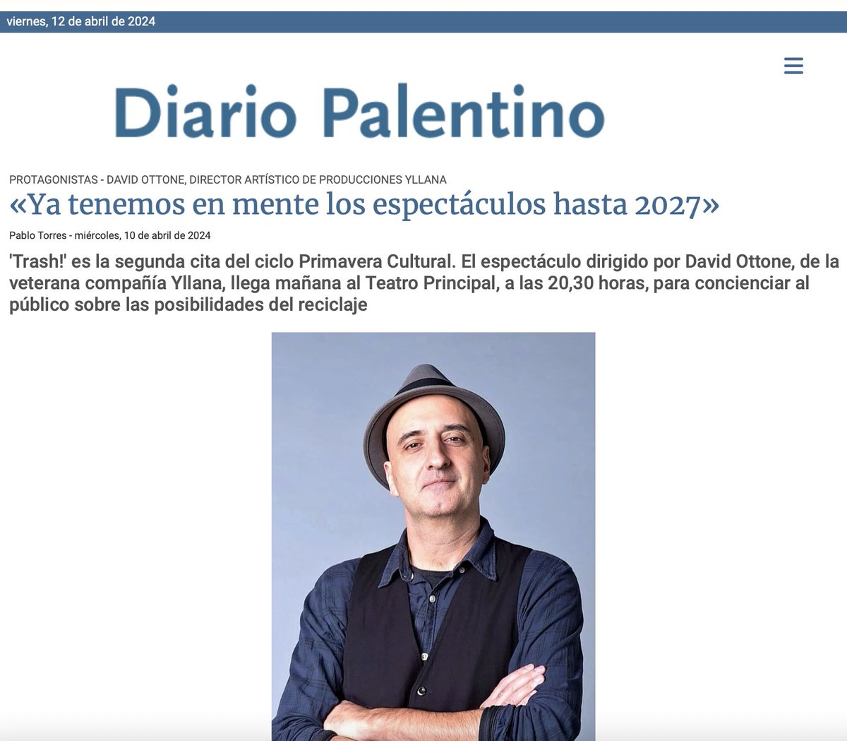 👌 Entrevista a @DavidOttone, nuestro director artístico en el @DiarioPalentino por Trash! With #trashthecompany. ✍️ Pablo Torres - miércoles, 10 de abril de 2024 | Diario Palentino ¡Aquí puedes leer la entrevista completa! ⬇️ 🔗 diariopalentino.es/noticia/za784f…