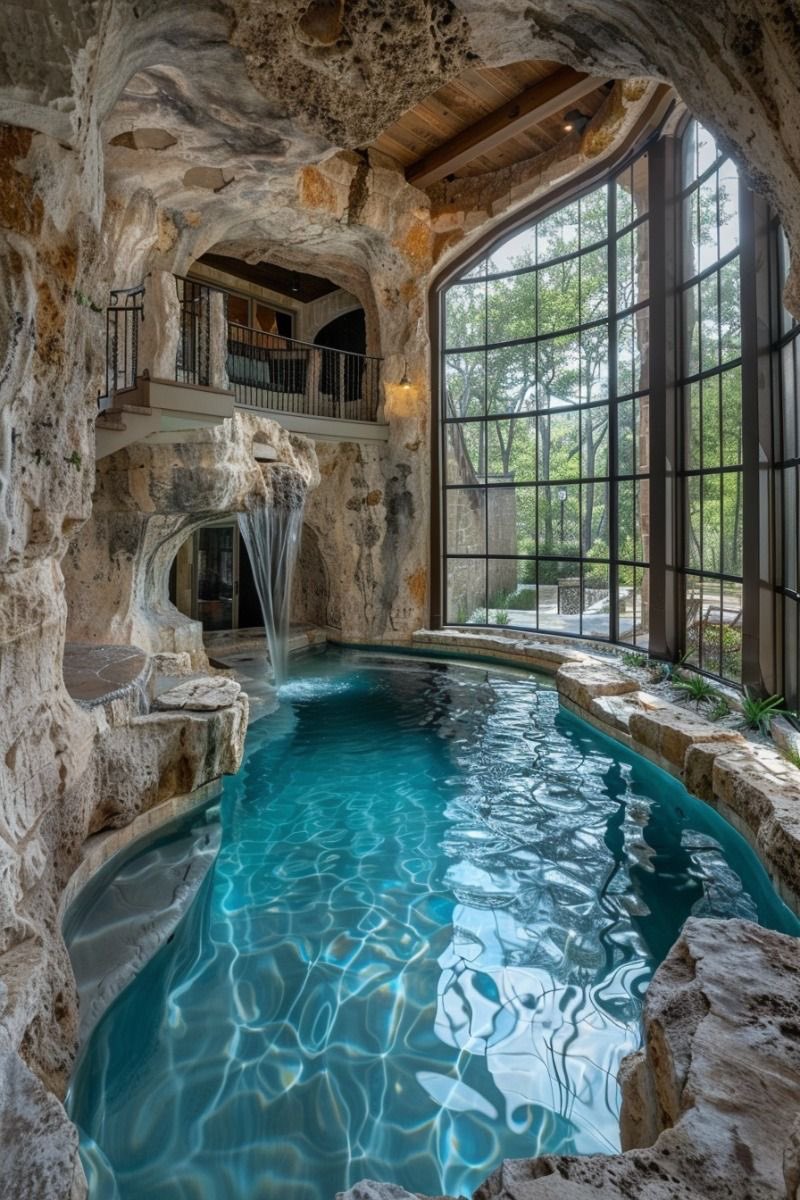 Indoor pool cave.