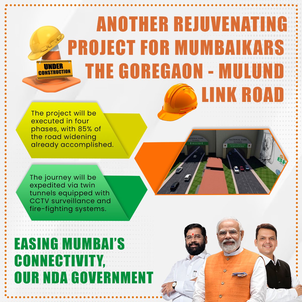 Transforming Mumbai's connectivity! The Goregaon-Mulund Link Road project progresses with 85% of road widening complete. The inclusion of twin tunnels with advanced security and safety features showcases CM Eknath Shinde's commitment to enhancing the city's infrastructure.