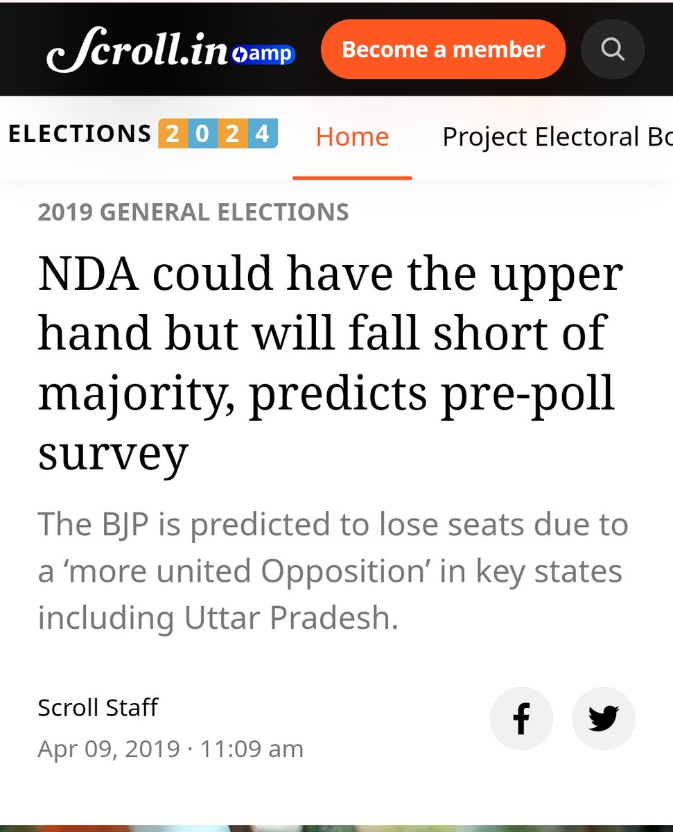 CSDS Pre-Poll Survey : 2019 CSDS Survey : BJP : 222-232 Congress : 74-84 Results : BJP : 303 Congress : 52 2019 : CSDS Survey on Voter Concern Unemployment : 21℅ Development : 17℅ Price Rice : 7 ℅ BJP won 303 seats after this survey. CSDS has come up with the same kind…