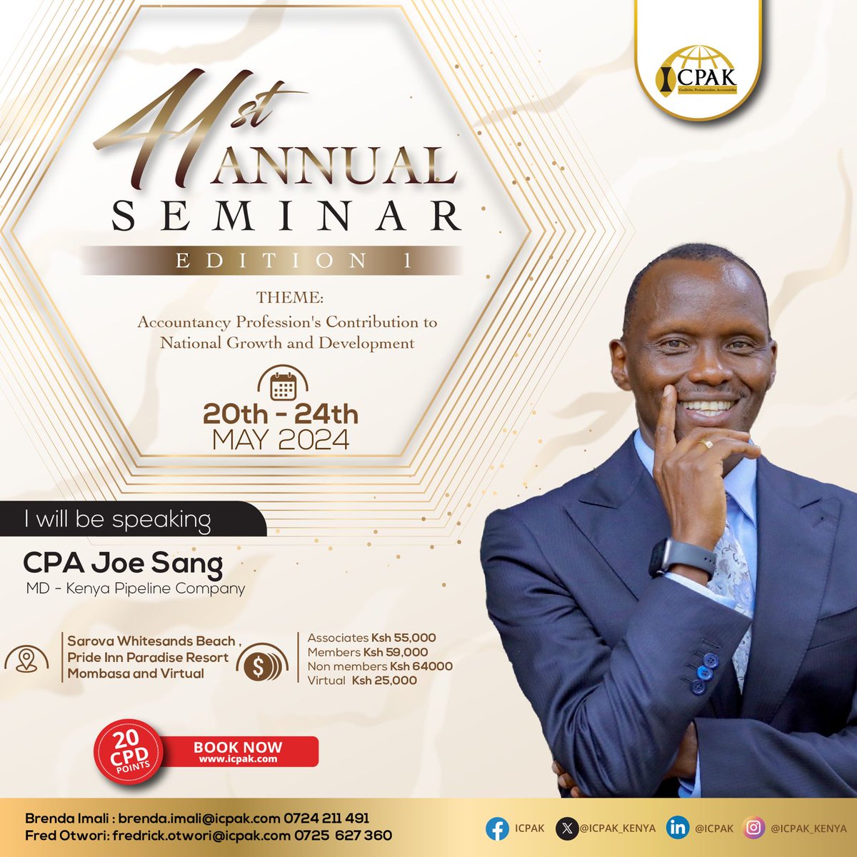 Delve into the complexities of fuel pricing and supply in Kenya at the #ICPAK41stAnnualSem Edition 1. Reserve your spot today and engage in this enlightening conversation. Secure your seat now: Physical: shorturl.at/eCJQV Virtual: shorturl.at/bkly2 @kenyapipeline ^CA
