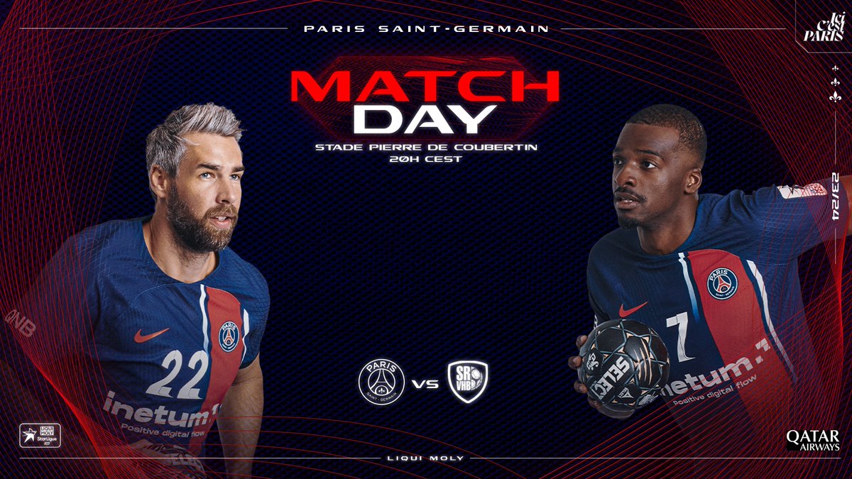 [MATCHDAY 🔴🔵]
💥 Saint-Raphaël
📍Stade Pierre de Coubertin
🏆 Liqui Moly StarLigue
⏰ 20h00
📱🖥💻 beIN SPORTS 3

#Handball #Paris #PSG #PSGHand #Sport #LMS #SaintRaphael #Coubertin #PSGSRVHB