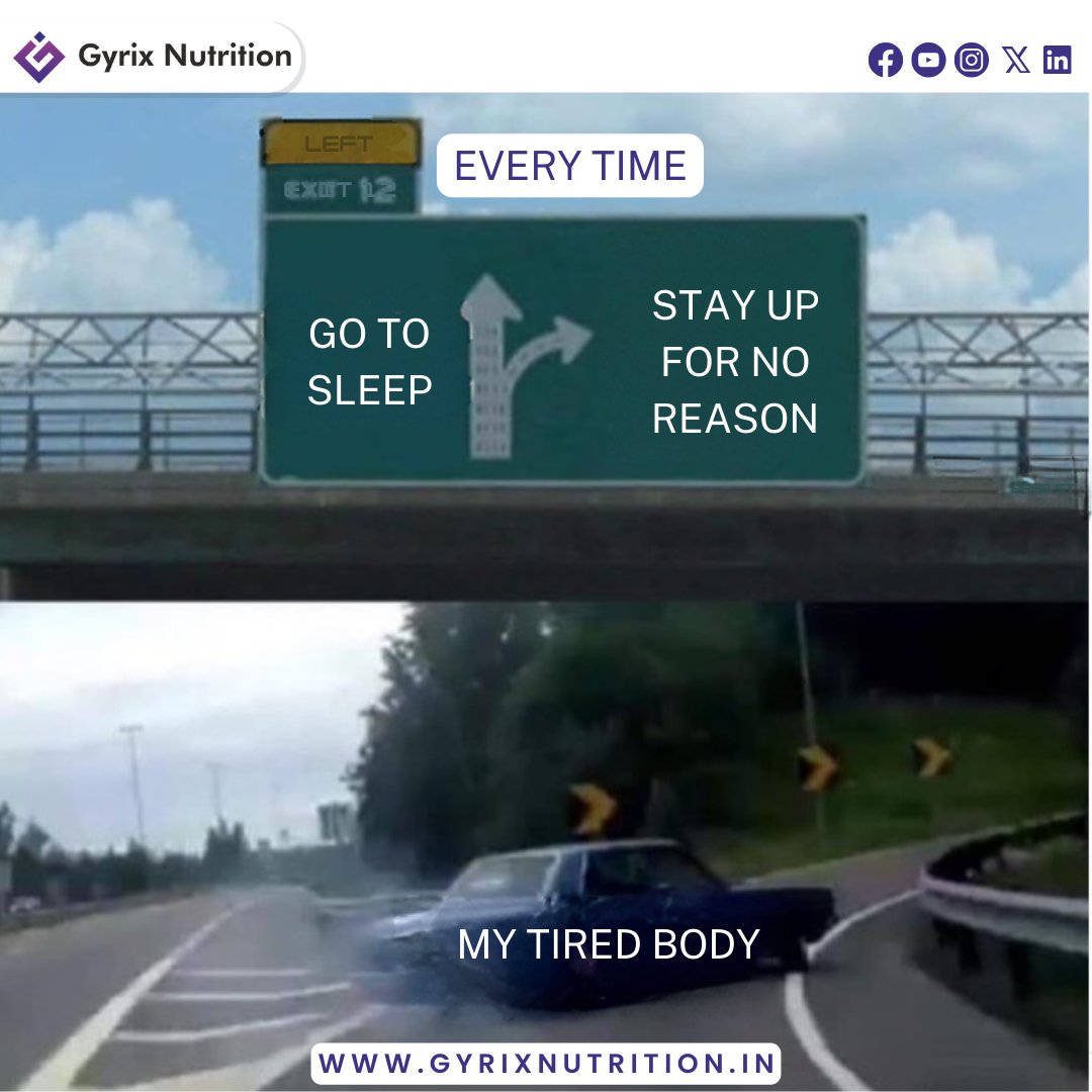 Every time 🫠

To optimize productivity at work, consider incorporating one Gyrix Deep Sleep oral strip into your nightly routine.🥱😴🛌🏻💤🌙
More information, reach out to our website.
grixnutrition.in
#SleepyHead #BedtimeHumor #MemeHumor #MemeComedy #meme2024 #tiredbody