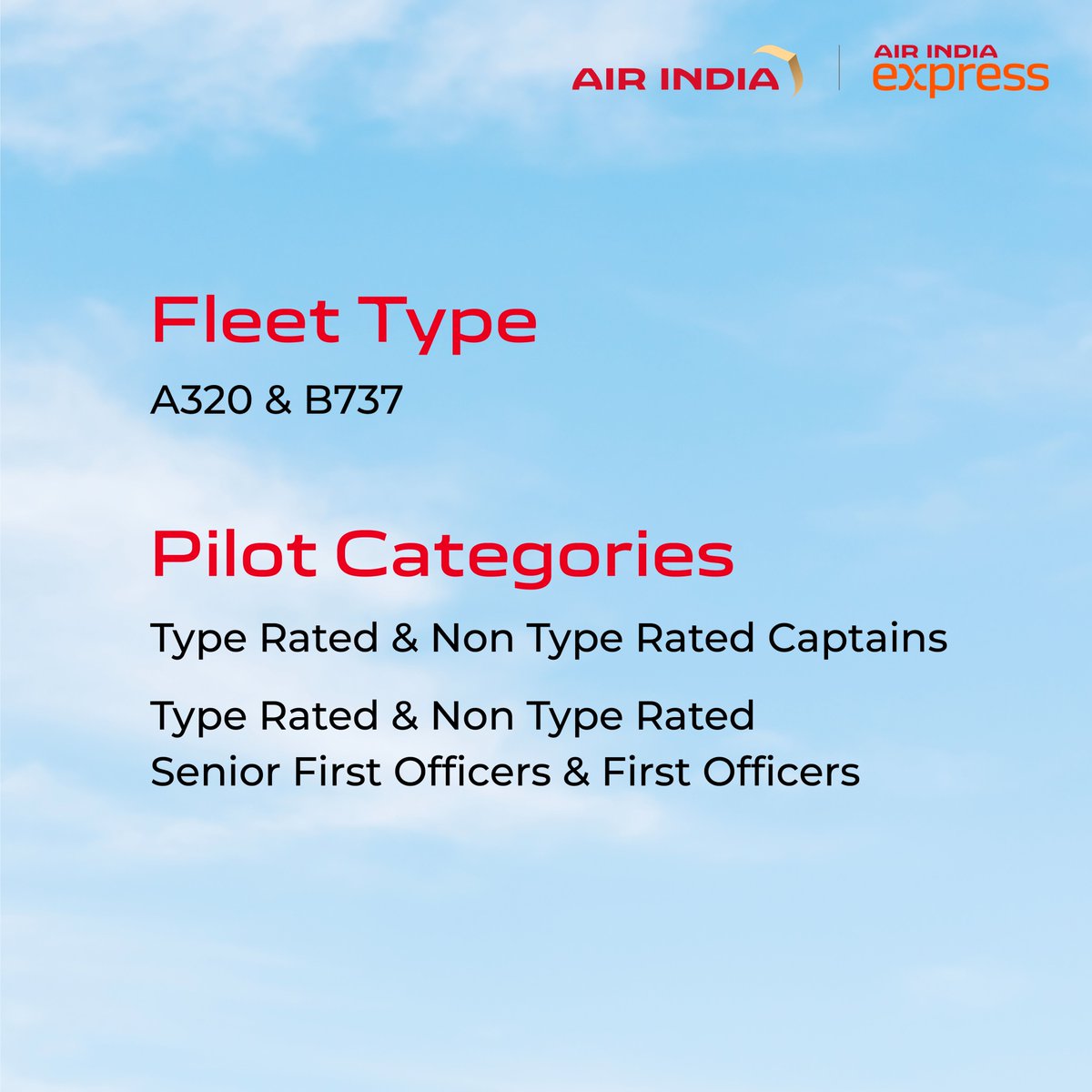 🌟 Calling all pilots! ✈️ Safety-first attitude? Check! Passion for exploration? Double check! Apply now and let's soar together! ✉️ Write to us at aigrouphiring@airindia.com. #JoinTheCrew