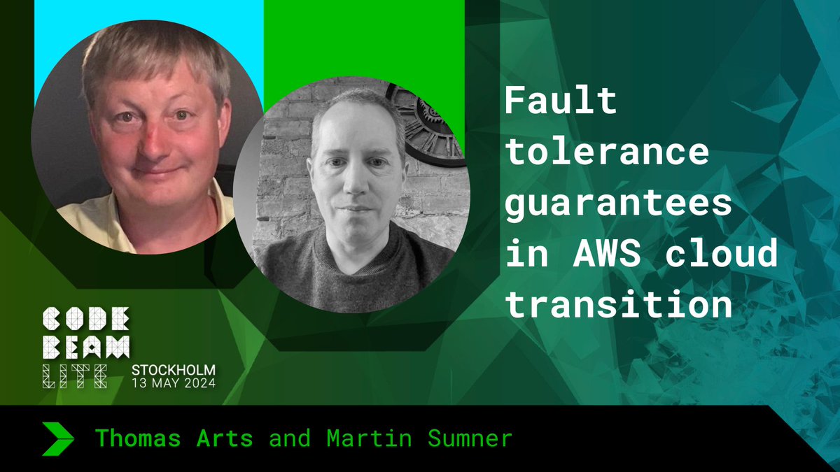 Prepare for transitioning from a distributed Erlang/Elixir application on dedicated hardware to a cloud setting with Thomas Arts and Martin Sumner 🙌 Grab your ticket and join us in May for Code BEAM Lite Stockholm: codebeamstockholm.com 💚 #codebeam #codebeamstockholm…