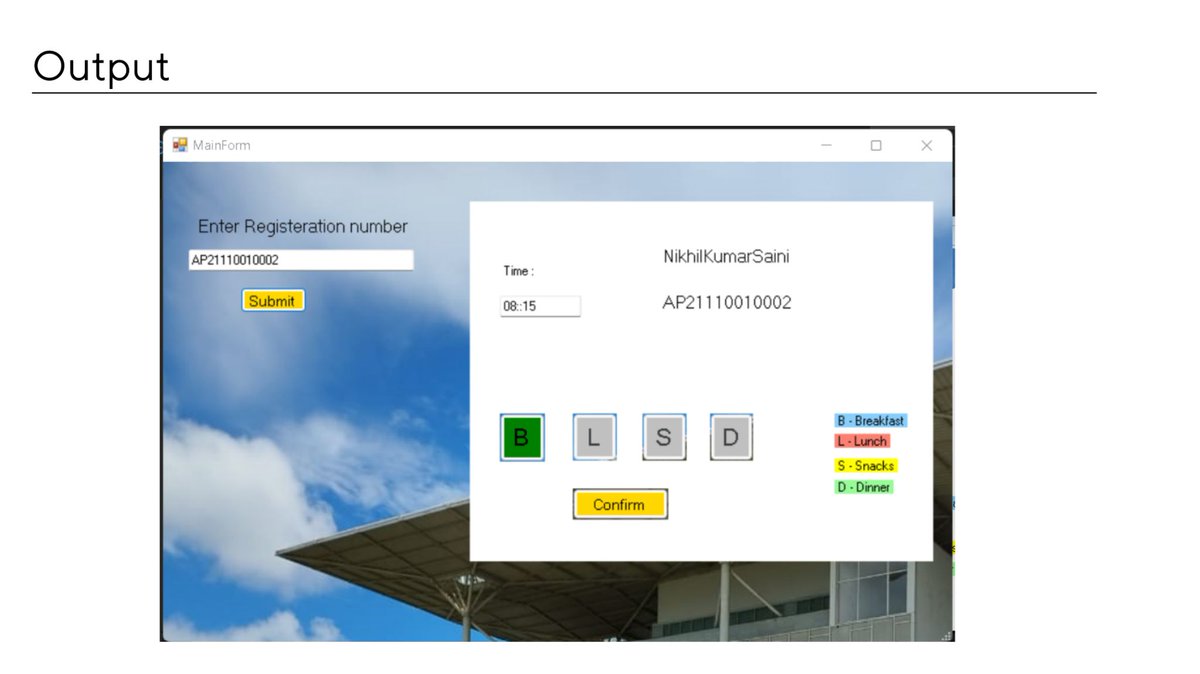 akashmeruva9's tweet image. Hey , happy to share that our team Pexpo got 3rd place in SRM AP C2 Hackathon, where 43 teams participated. Winning my first hackathon was superb
So we decided to build a Mess Automation Desktop App using C++, GUI for desktop and used SQL as the back-end.