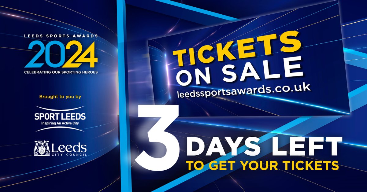 3 DAYS LEFT TO GET YOUR TICKETS 🚨 There is still time for you to join us at one of the best nights in Leeds’ Sporting Calendar 🏆 Hear from World Champions, Paralympians, future stars and legends of Sport from the city! 🗣️ Get your tickets here: bitly.ws/3fSRe #LSA24