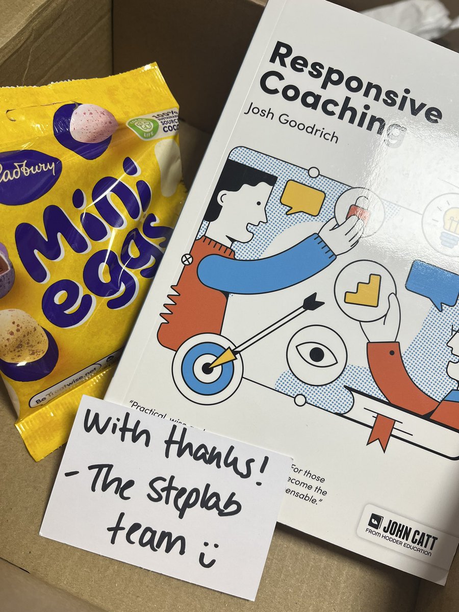 CrasterMaria's tweet photo. Cute Easter surprise from @Steplab_co don’t feel quite so guilty about writing all over my copy already! This one can be added to our staff CPD library. Really great from @Josh_CPD #ResponsiveCoaching https://t.co/M0lMtwOiCp