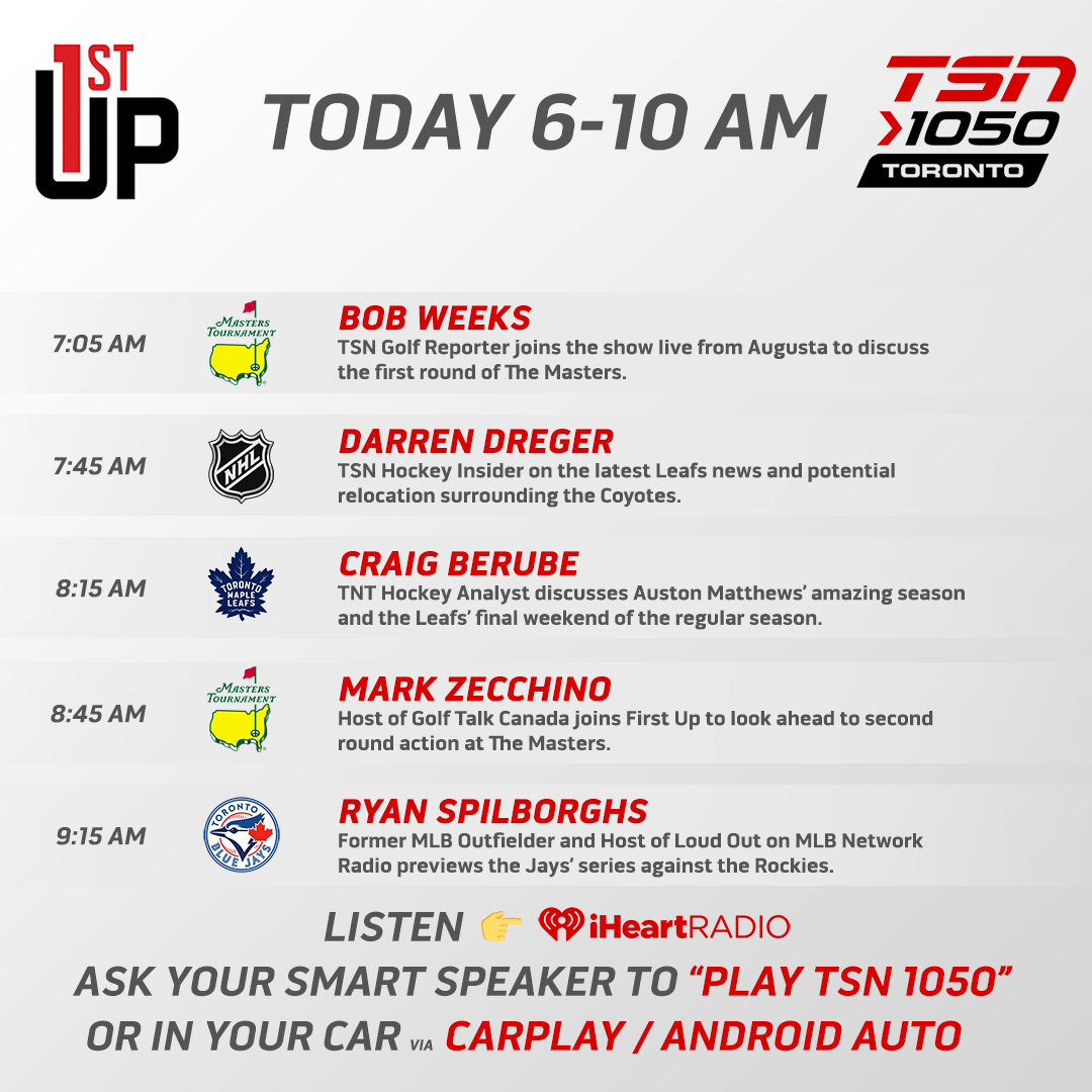 TGIF! Join @Aaron_Korolnek & @CarloColaiacovo as we discuss Matthews reaching 68 goals, #LeafsForever special teams issues & look ahead to the weekend at #themasters Listen here📻: iheartradio.ca/tsn/tsn-toronto Don't forget to subscribe, rate, and review: podcasts.apple.com/ca/podcast/fir…