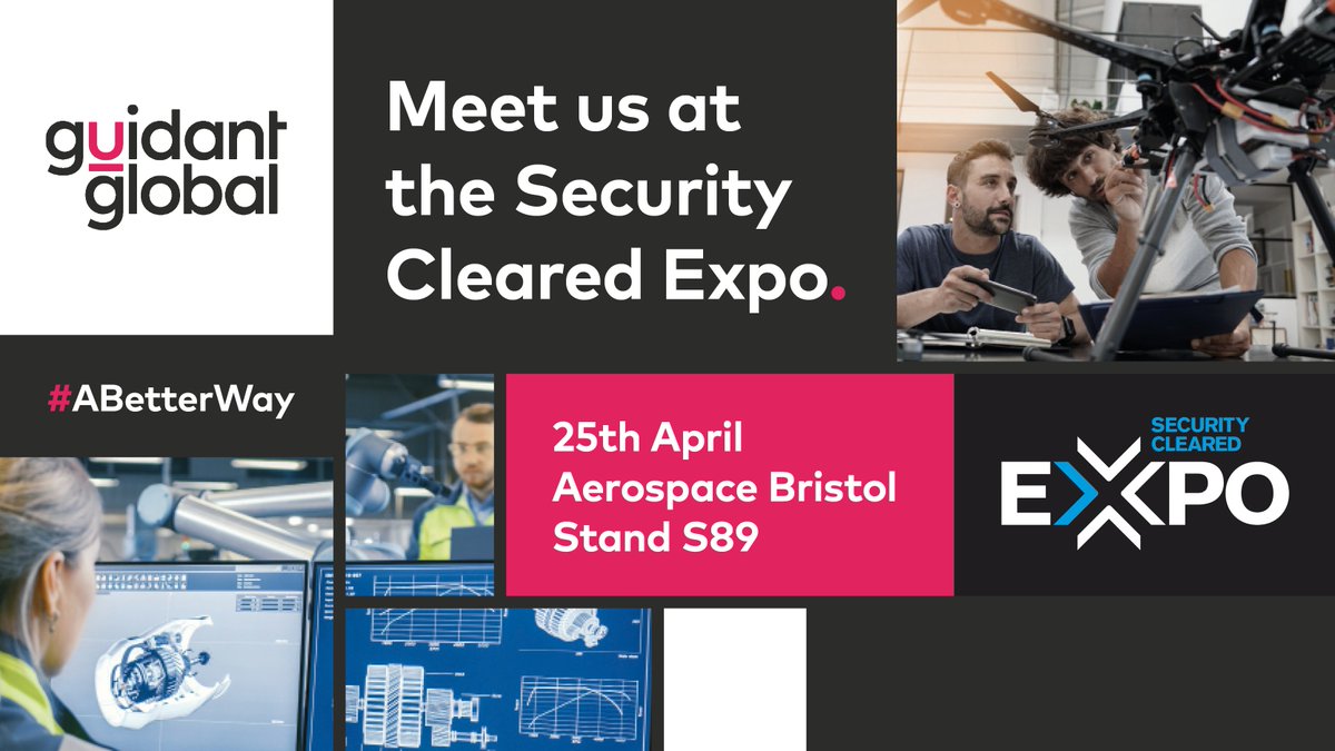Guidant Global (@guidant_global) on Twitter photo Guidant Global will be at <a href="/BristolAero/">Aerospace Bristol</a> on 25th April for the <a href="/SecurityCleared/">SecurityClearedJobs</a> Expo. Come along and see us at stand S89 to hear about opportunities with The Client and MBDA!
Register for free here: eventdata.uk/Visitor/SCEBri…
#ABetterWay #SCEXPO24 #SecurityClearance Guidant Global will be at <a href="/BristolAero/">Aerospace Bristol</a> on 25th April for the <a href="/SecurityCleared/">SecurityClearedJobs</a> Expo. Come along and see us at stand S89 to hear about opportunities with The Client and MBDA!
Register for free here: eventdata.uk/Visitor/SCEBri…
#ABetterWay #SCEXPO24 #SecurityClearance