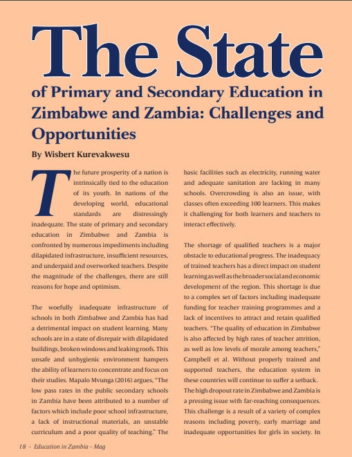 FACETorg's tweet photo. The state of Primary and Secondary Education in Zimbabwe and Zambia: Challenges and Opportunities. 

An article written by @wisbert_k 
#Education https://t.co/ashfjrqzX7
