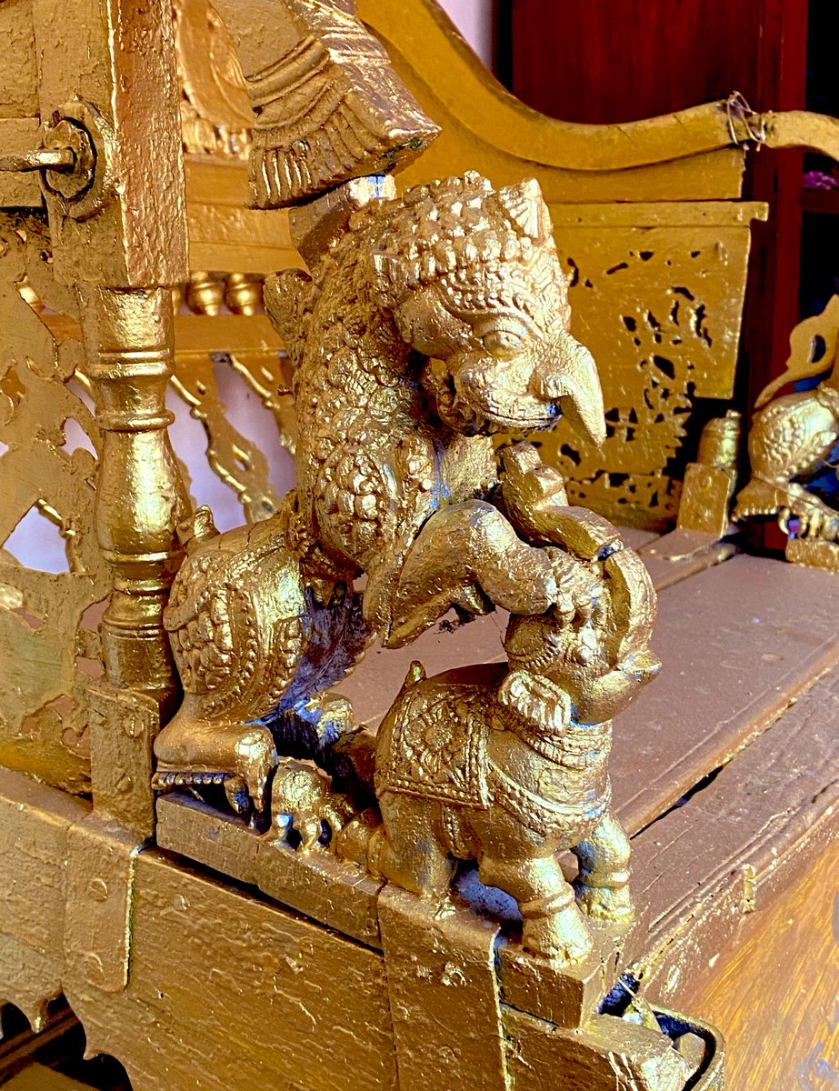 Restoring the ‘Royal Howdah’ of Jeypore

Howdah is a wooden saddle that is throne like and was used by kings and princes of India. They were often decorated with textiles like velvet and satin, and tassels.

This one has the ‘Triumphant Lion & Kneeling Elephant’ crest of Jeypore.