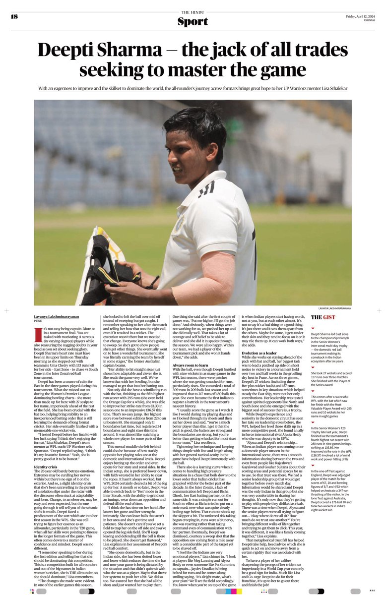With an eagerness to improve and the skillset to dominate the world, Deepti Sharma’s journey across format bring great hope to her UP Warriorz mentor Lisa Sthalekar (@sthalekar93). To have a player of her calibre sharpening the prongs of her trident so imperiously in a World Cup…