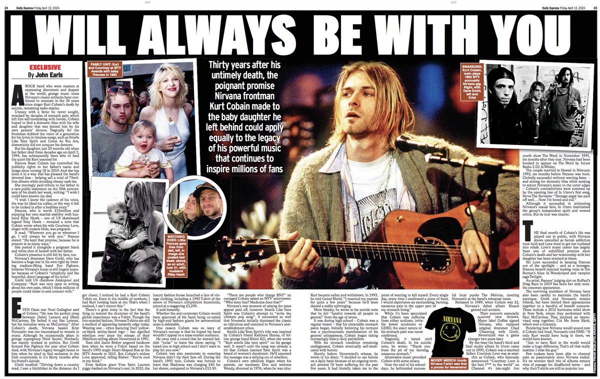 Thanks @EarlsJohn for writing so beautifully about the legend that is #KurtCobain and #Nirvana for #ExpressFeatures three decades on from the tragedy that ended his story way too soon. What a songwriter, what a band... #ComeAsYouAre