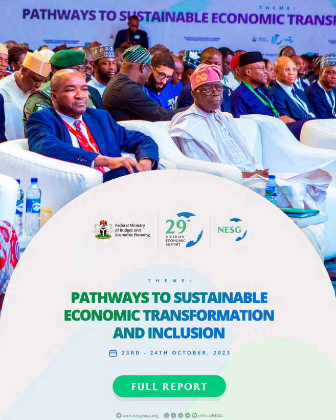 Have you downloaded the Green Book? The Green Book is a compendium of all activities during the 29th Nigerian Economic Summit with the theme “Pathways to Sustainable Economic Transformation and Inclusion.' Download via - nesgroup.org/greenbook2023 #NES29