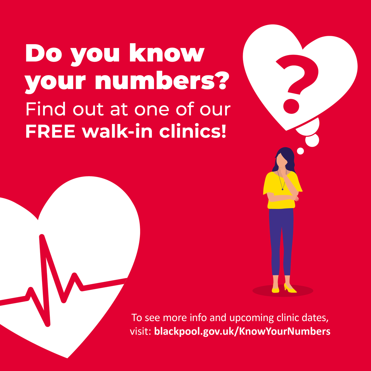 ❤ Do you know your numbers? Get your blood pressure, pulse and cholesterol checked at our walk-in clinics. It only takes around 10 minutes. No appointment needed! For upcoming clinic dates and locations, visit: blackpool.gov.uk/KnowYourNumbers