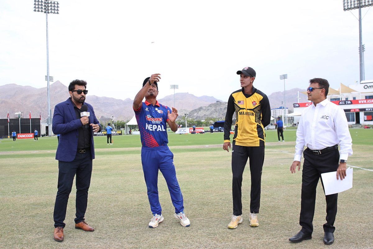 Toss 🪙 - Malaysia won the toss and elected to. bat first 🏏 📸: ACC #ACCMensPremierCup2024 | #WorldCupYear2024 | #OneBallBattles | #NepalCricket