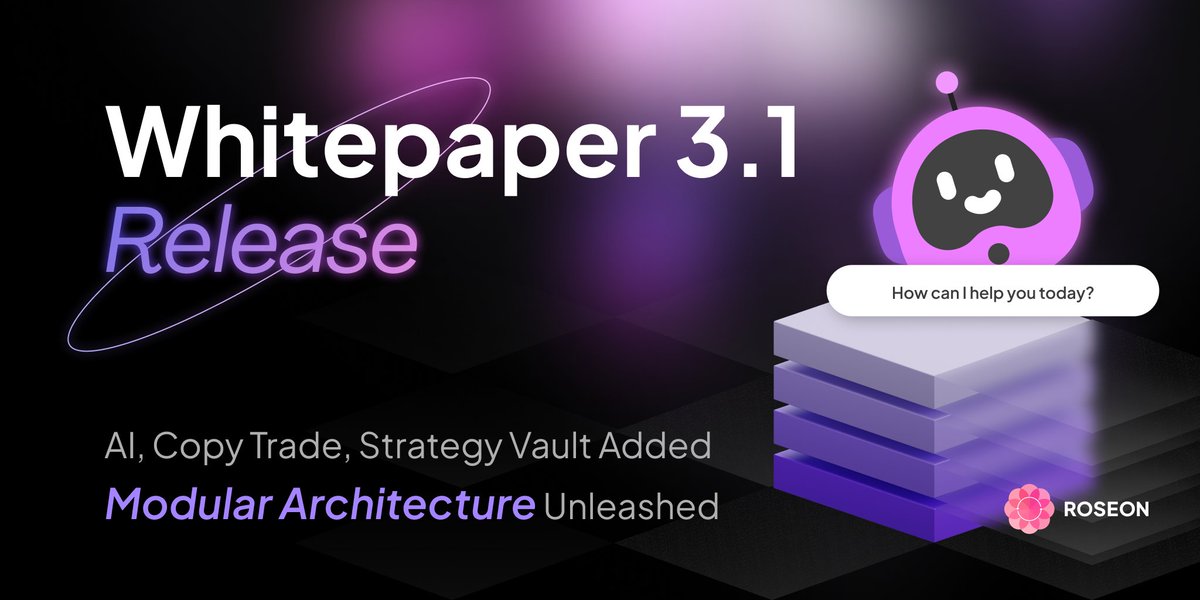 #Roseon Whitepaper 3.1 is now released, packed with groundbreaking updates! AI, along with Copy Trade and Strategy Vault - all unleashed! 🔥 #RoseonX is transforming into an #AI Powered Exchange with #Modular Architecture that’s smarter and more efficient than ever before!…