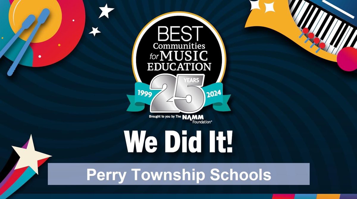 Congrats to @perrytwpschools  for being recognized as a Best Community for Music Education for the second year in a row! CONGRATULATIONS  to all of our music teachers for their hard work! @NAMMFoundation @SouthportMiddle