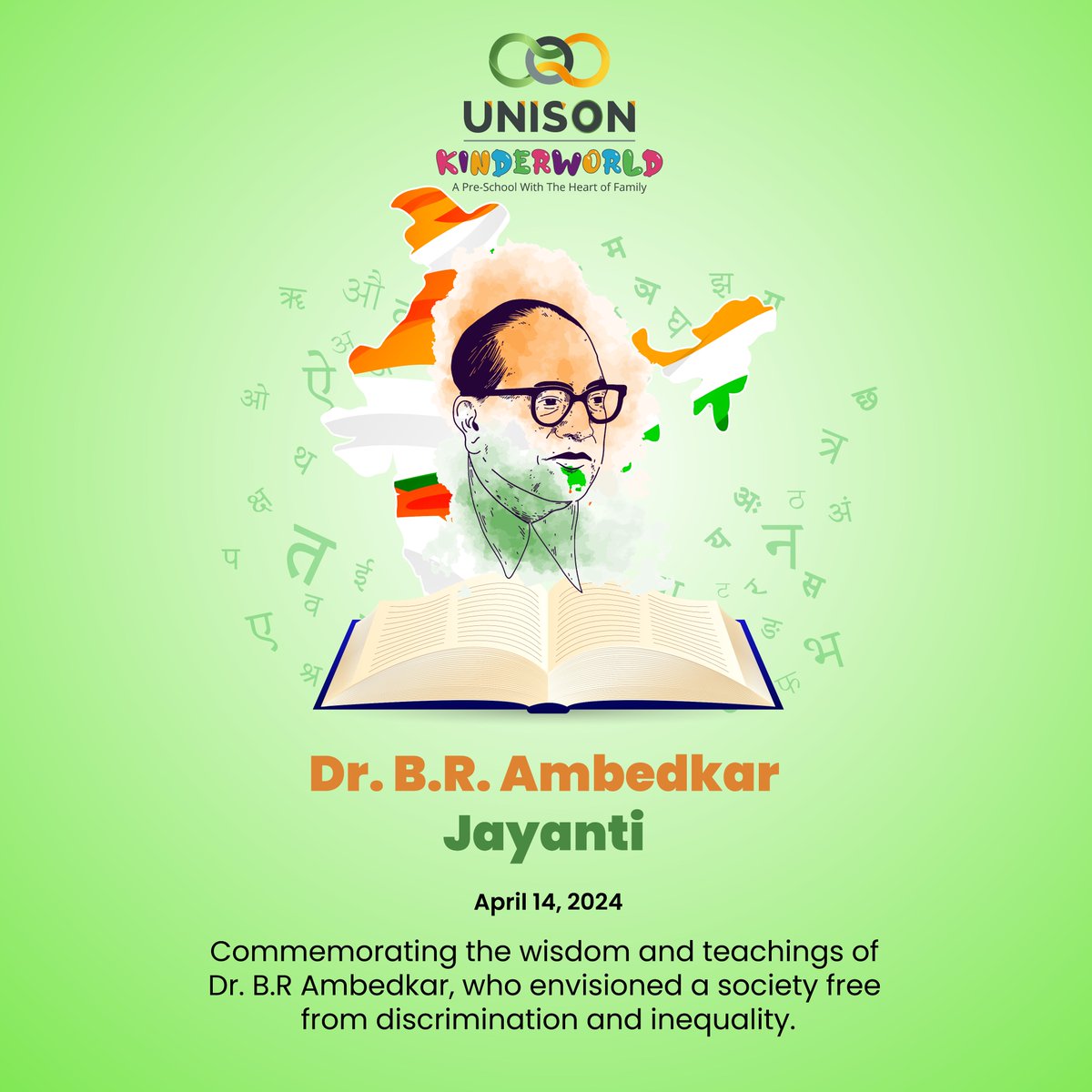 Celebrating the birth anniversary of Dr B.R. Ambedkar, an icon of social justice and equality. Let's continue to uphold his legacy and strive for a harmonious society🌟

#AmbedkarJayanti #SocialJustice #UnisonKinderWorld #CBSESchool #HolisticDevelopment #LearningIsFun