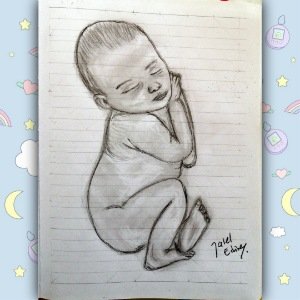 'Baby sleeping' Pencil drawing on scketchbook by jaleledineart.
#art #dailyart #artwork #jaleledineart #drawing #pencildrawing #scketchbook #baby #babysleeping