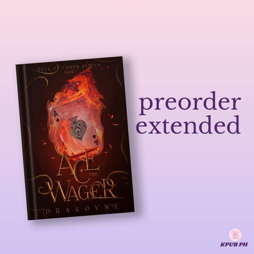 Preorder EXTENDED! ♠️

We are extending the preorder period for Deck of Cards Series 1: Ace the Wager by Drakoyne! 

You may still order a copy of the book until May 12, 2024.

🔗cognitoforms.com/KPubPH/DeckOfC…

#SupportLocalAuthors #Drakoyne #AceTheWager