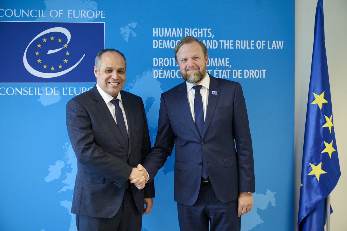 Merci Monsieur Omar Amghar, Consul Général du #Maroc 🇲🇦 à Strasbourg, pour cet échange de vues important pour le renforcement de la coopération entre le @coe et le #Maroc