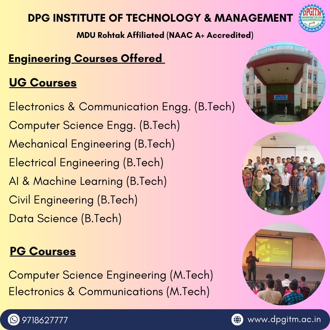 Registrations are now open for UG & PG courses 2024! Inquire now: dpgitm.ac.in

#dpgitm #admissions2024 #collegeadmissions #gurugram #engineering #btech #btechadmission #mtech #bestcollegeingurugram #bestengineeringcollege #bestmanagementcollege #MDURohtak #graduation