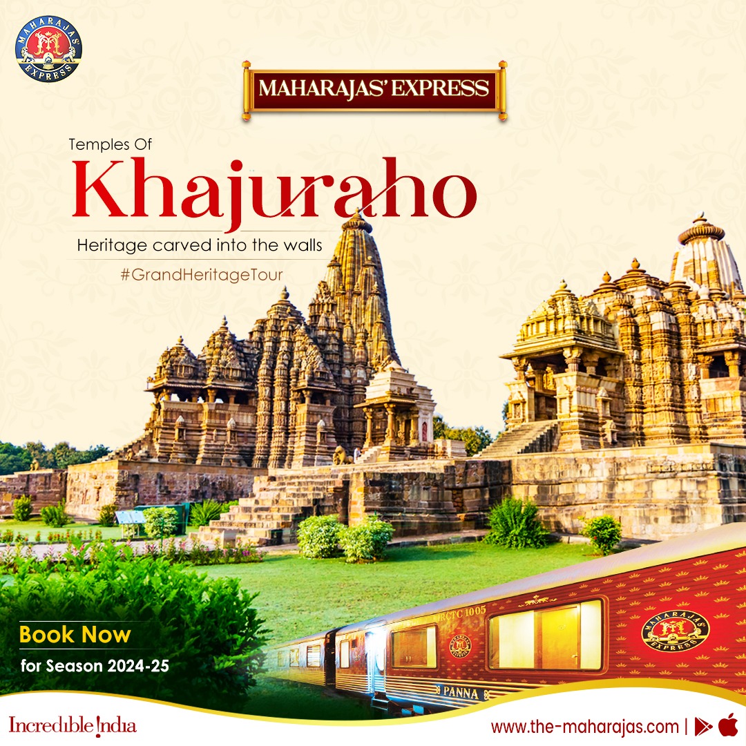 One cannot miss the Temples of Khajuraho when taking a #GrandHeritageTour through India.

To visit Khajuraho and other spots aboard Maharajas' Express, click on the-maharajas.com

#ADayWithMaharajasExpress #incredibleindia #india #maharajasexpress #LuxuryTrainTravel