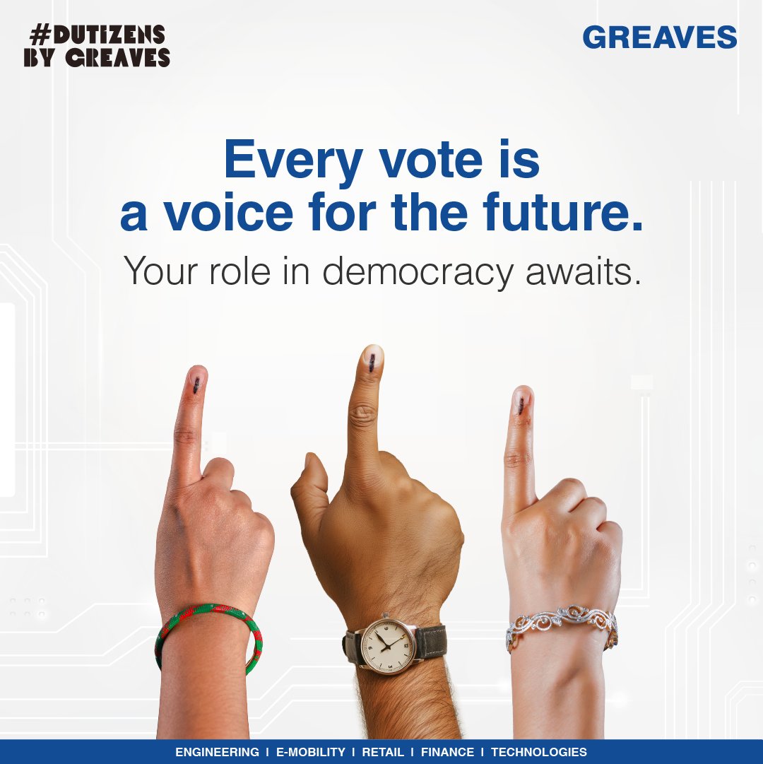Voting stands as our paramount civic obligation. 7 Phases – 36 states – 44 days Make your voice count, make it resonate. The dates for #GeneralElections2024 have been announced! Check your polling booths & more details eci.gov.in #GreavesDutizens #DeshKaGarv
