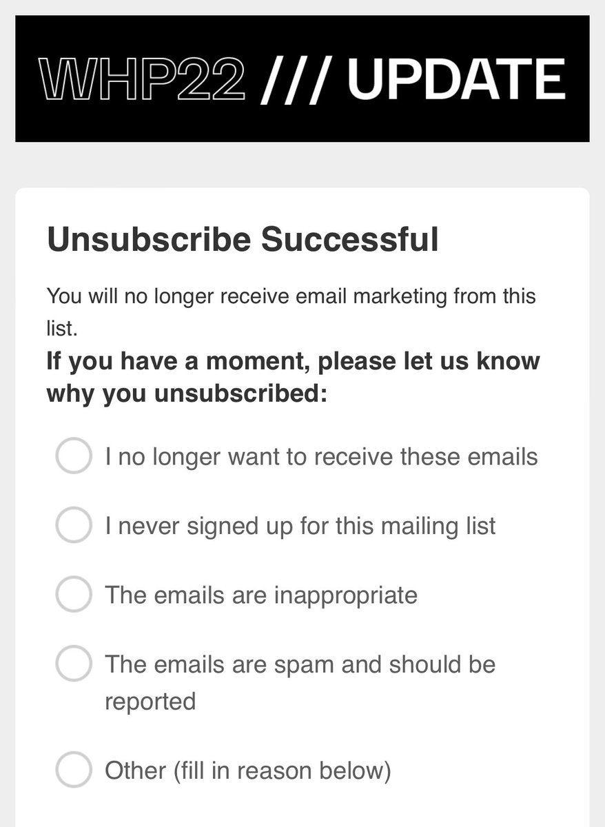 Unsubscribing from rave updates because I’m now 40 and can only handle staying awake past 11pm about three times a year.