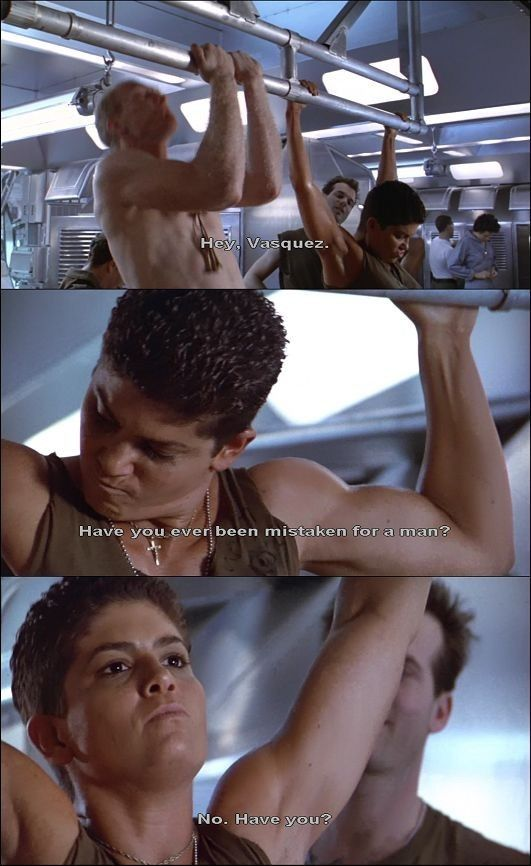 This dialogue between Vasquez and Hudson works every time.
#Aliens 
#JamesCameron