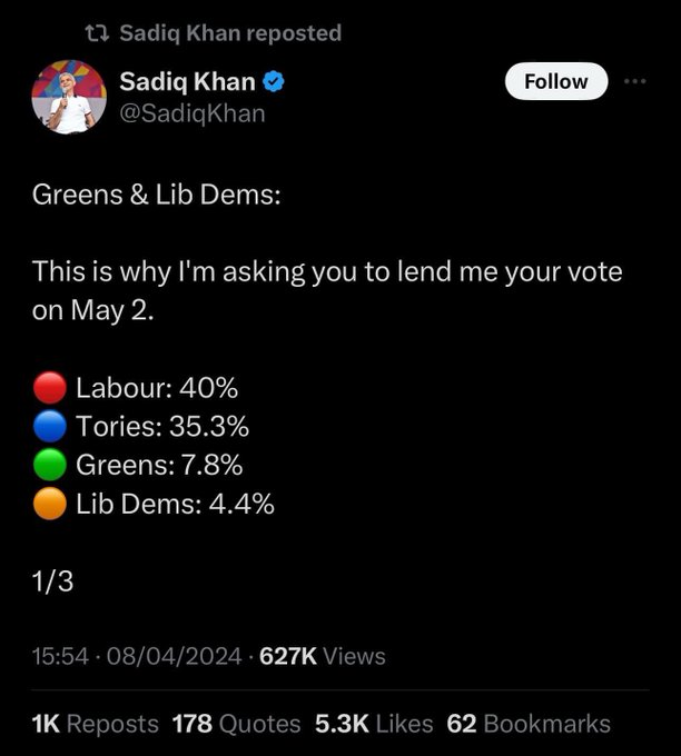 I thought Sadiq Khunt was well ahead in the London Mayor race. He estimates he'll lose 12.5% of votes because of voter ID.

Do join me in church this Sunday to pray for his removal.
