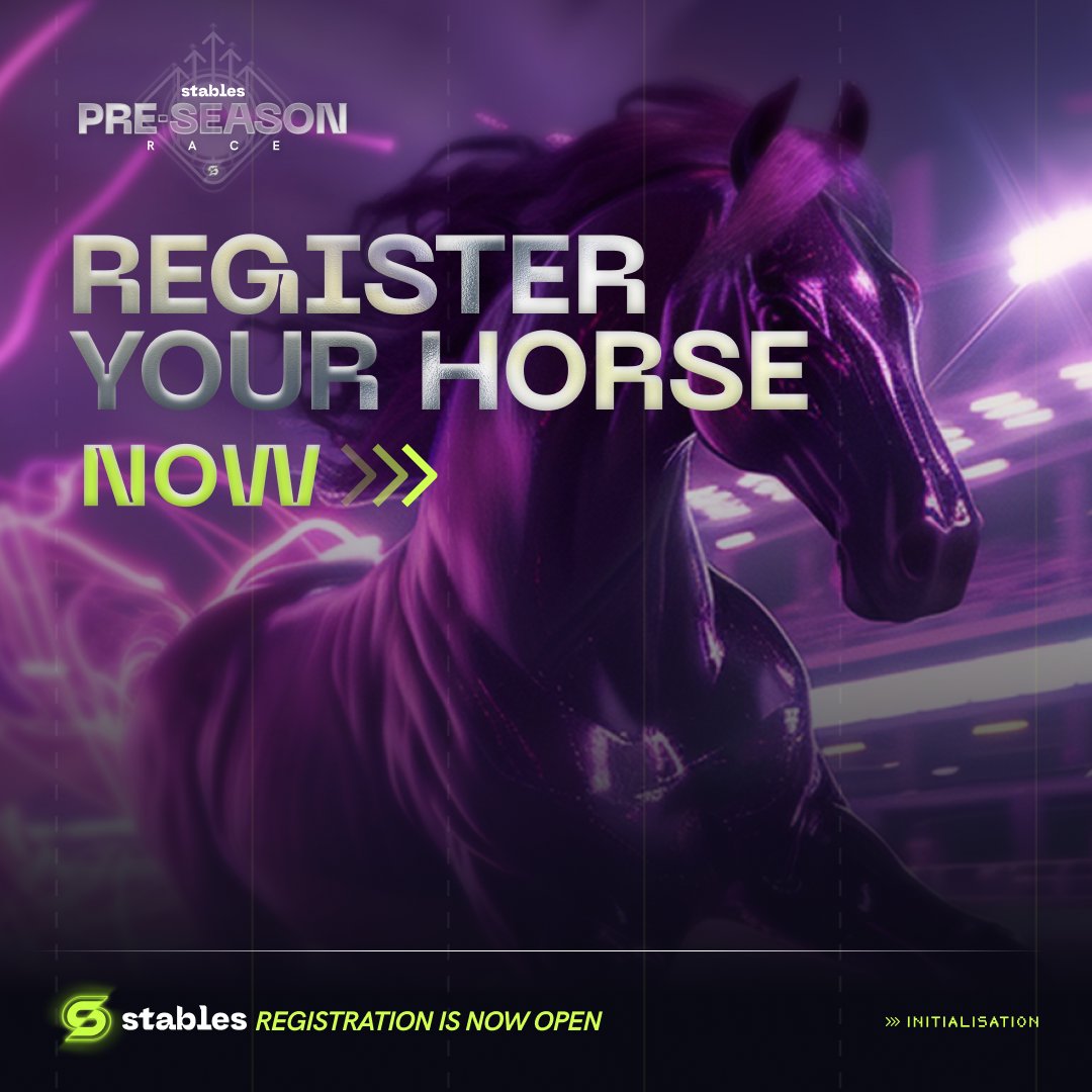Registration for the Pre-Spring Season - Race #14 have started and will close today at 22h00 Paris Time! Register your horses, select your strategy and get ready for today's epic race! 🏇 Register here: app.playstables.io/my/races #playstables #ownplaythrill