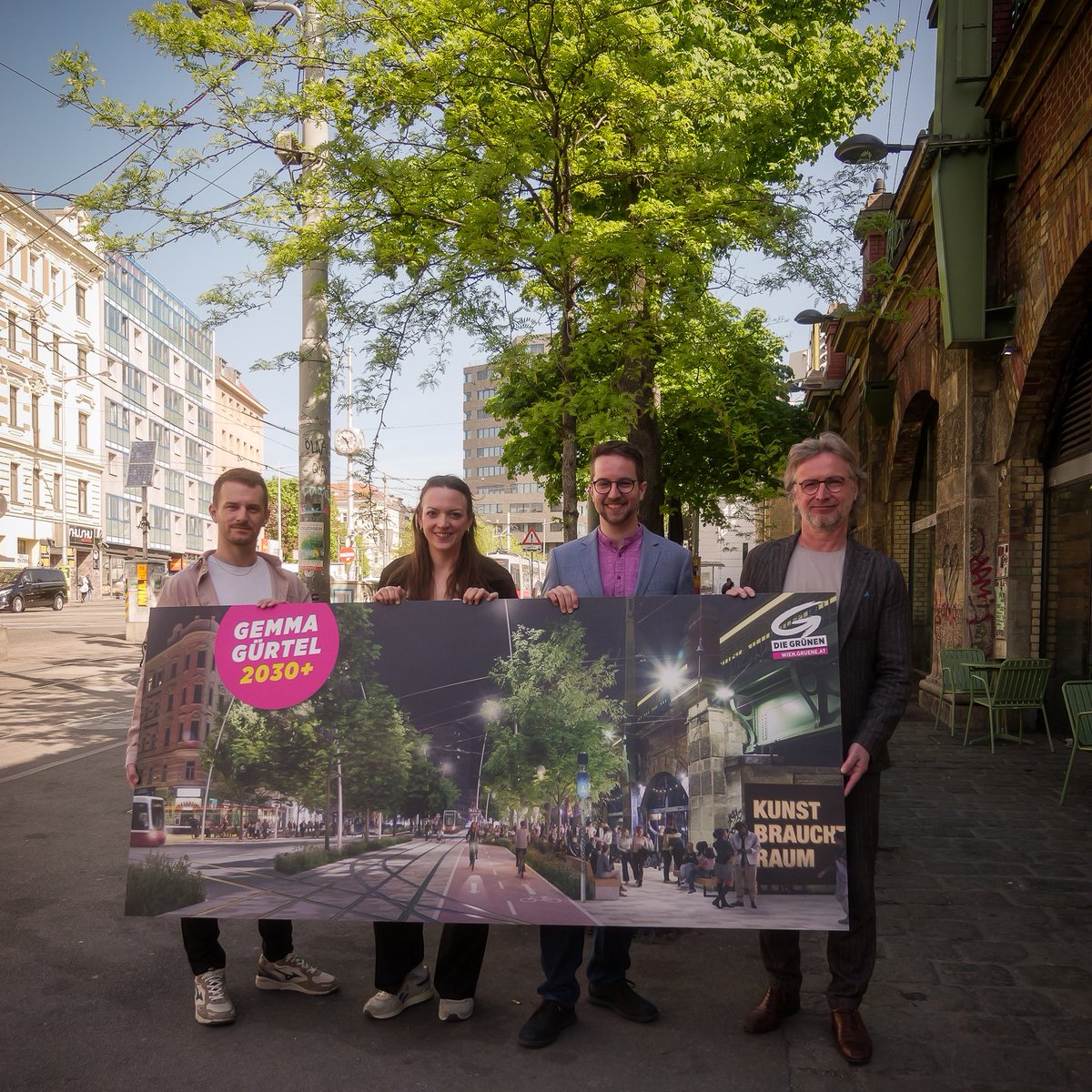 We present #GemmaGürtel by night 💃🕺🌳🥳
Wir haben heute unseren Plan vorgestellt, wie der #Gürtel stärker belebt &amp; so auch für Nachtschwärmer:innen leiwander wird: mit mehr Begrünung, breiteren Gehsteigen und mehr Platz für Gastronomie &amp; Kultur.🧵