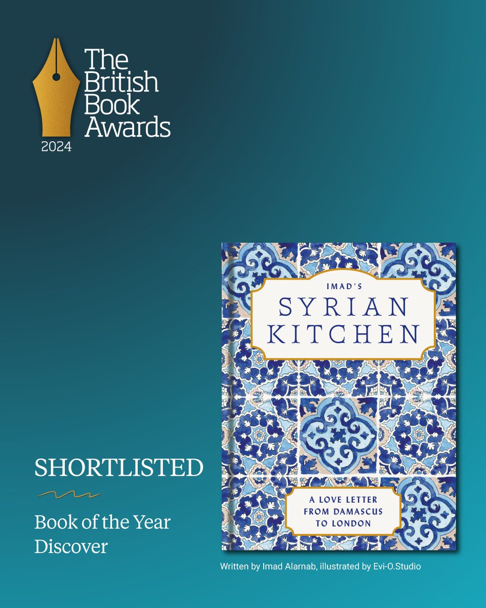 @HQstories @publishing_cat @graffeg_books @VERVE_Books @DoubledayUK @PenguinUKBooks @HarperCollinsUK @ChloeMHowarth @ProfSunnySingh One of the top 10 cookery debuts of 2023, Imad's Syrian Kitchen is a strikingly designed cookbook offering more than just recipes from the author’s homeland, also featuring essays reflecting on his life 🧑‍🍳

Find out more: thebookseller.com/awards/the-bri… #BritishBookAwards #Nibbies