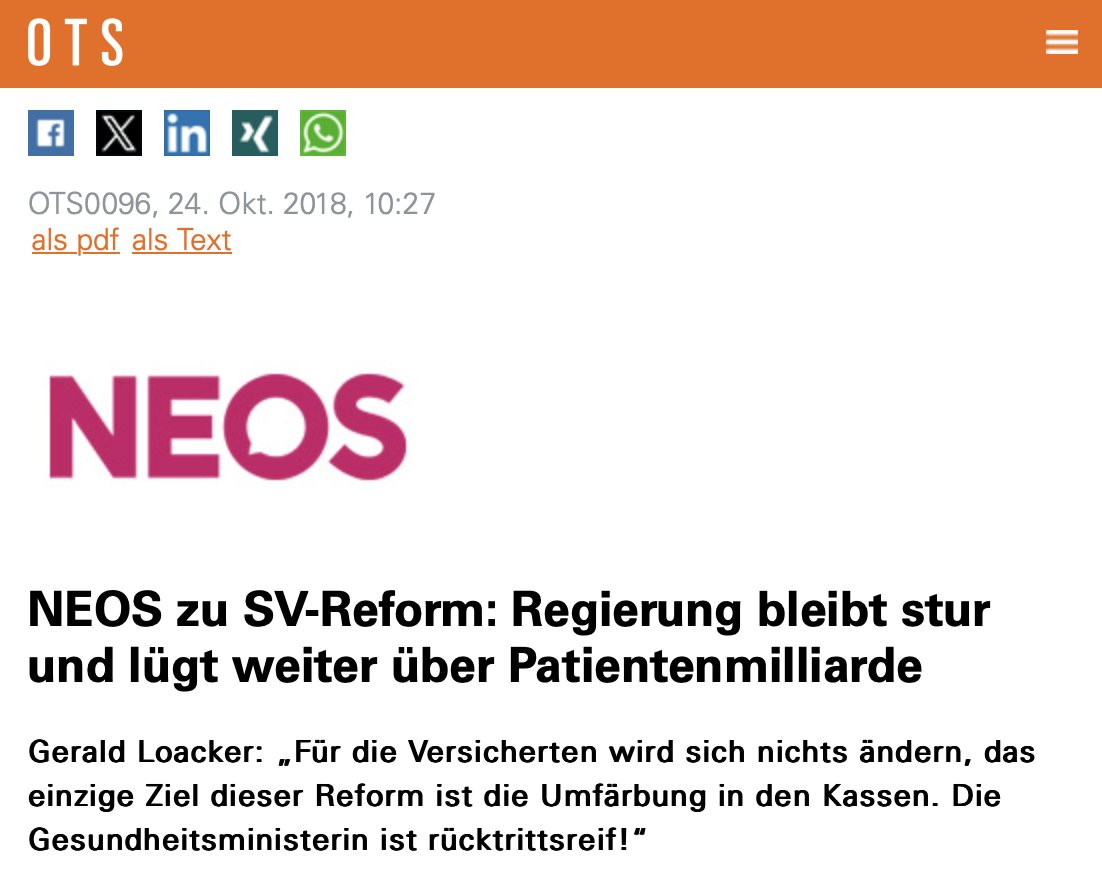 Diese OTS von @GLoacker @neos_eu war die bessere Einschätzung zum Lüge der Patientenmilliarde.