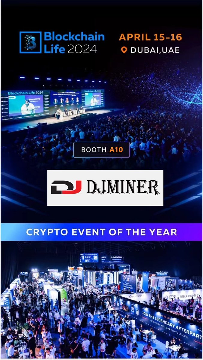 A10 DJ MINER our booth, see you soon in Dubai all my friends.  #bitcoinming #cryptomining #blocchainlife2024 #blockchain_life_fourm #BTC #whatsminer #Bitmain #immersioncooling #hydromining