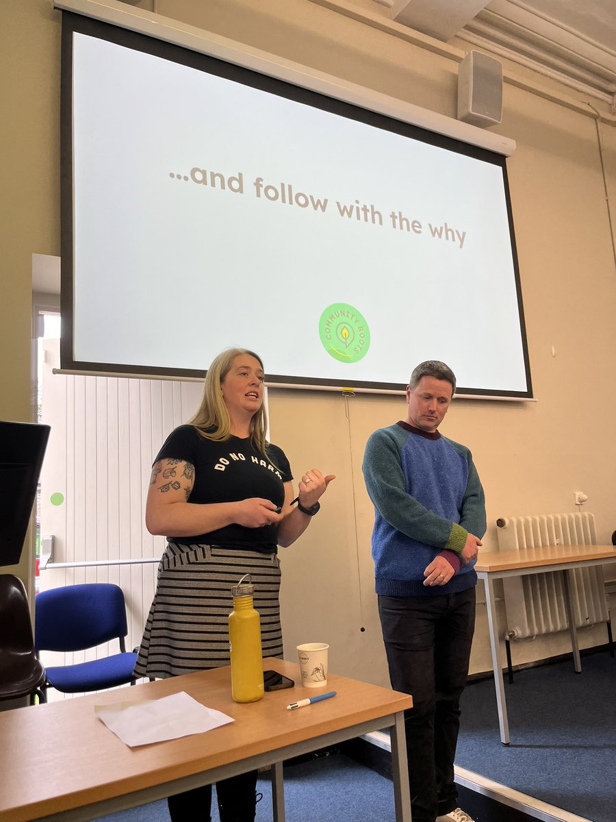 Caitriona and Scott from @coroots_ie speaking about their amazing work in Dublin 7 and beyond. A fantastic initiative doing incredible work to build better food futures, tackle isolation and loneliness, and establish communities in Dublin. @Maynoothgeog @karenetill