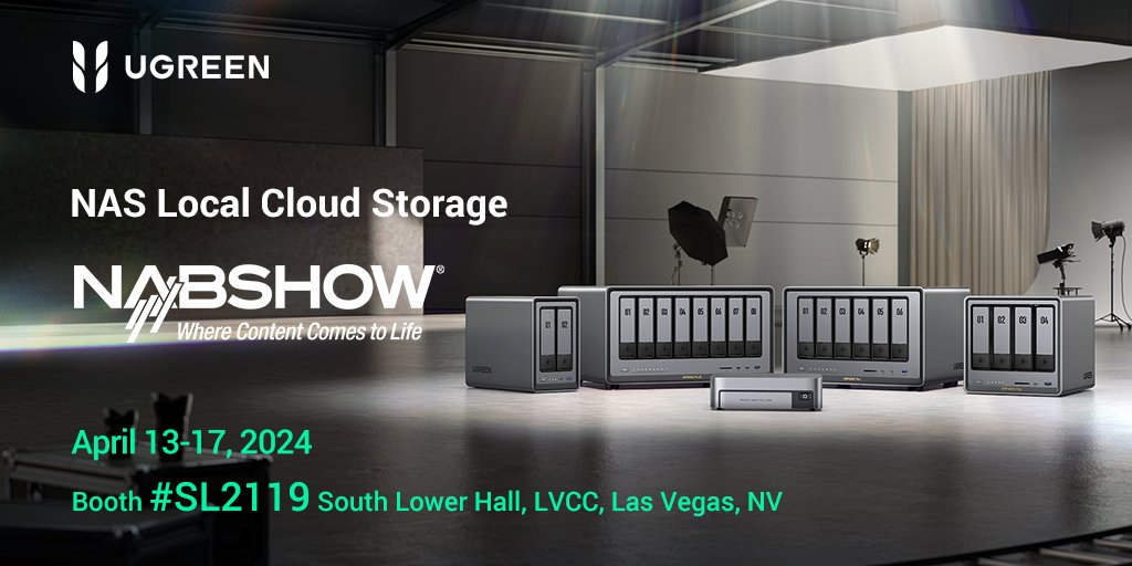 Ugreen will be at NAB Show! Join us at #NAB 2024 and learn more about Ugreen's NASync Series! Find us in Booth #SL2119 South Lower Hall, LVCC ,Las Vegas, NV, on April 13-17, 2024! Learn more about NASync: bit.ly/3TQBHXD #Ugreen #NAB #NAB2024 #NABUgreen #UgreenNASync