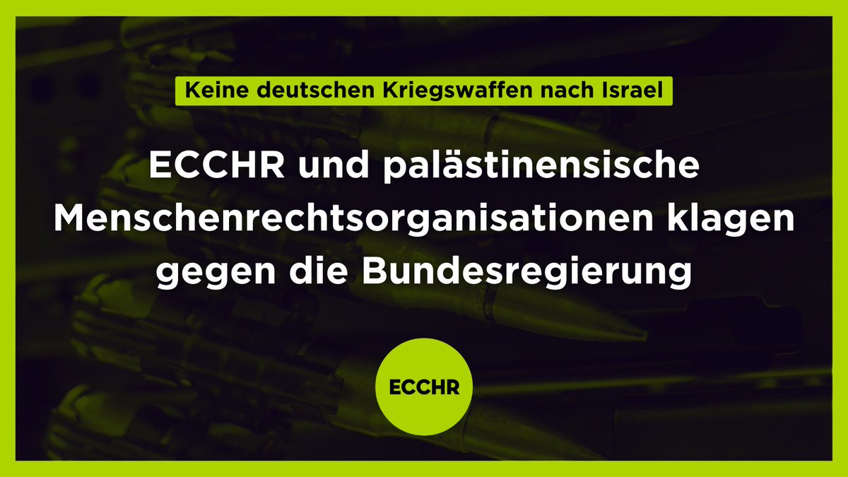Das ECCHR hat mit Unterstützung von @pchrgaza, @AlMezanCenter und @alhaq_org Klage gegen die deutschen Waffenexporte nach Israel eingereicht. Deutschland verletzt mit den erteilten Exportgenehmigungen Völkerrecht und muss diese zurücknehmen. 👉 ecchr.eu/pressemitteilu…
