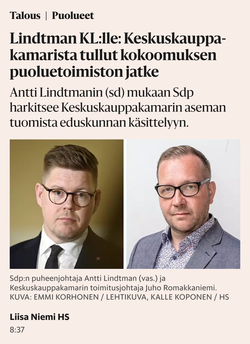 Mitä ihmettä Antti? Jokaisella on oikeus sananvapauteen. Jos toimitusjohtajan mielipiteet eivät miellytä, niin argumentoi paremmin. Mutta älä rupea uhkailemaan tehtävien karsimisella.

Vastenmielistä touhua jopa demarilta.