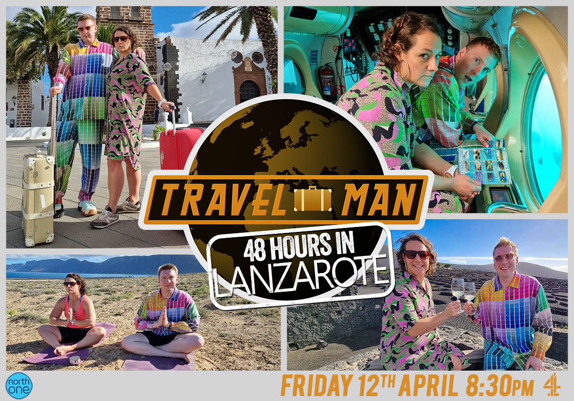 Excitement is mounting for the return of #LateNightLycett but do save some of your excitement for the farewell (for now) to #PrimetimeLycett as the ridiculously sublime pairing of @joelycett and @jessicafostekew spend a very fun 48 hours in Lanzarote. #Travelman TONIGHT!!